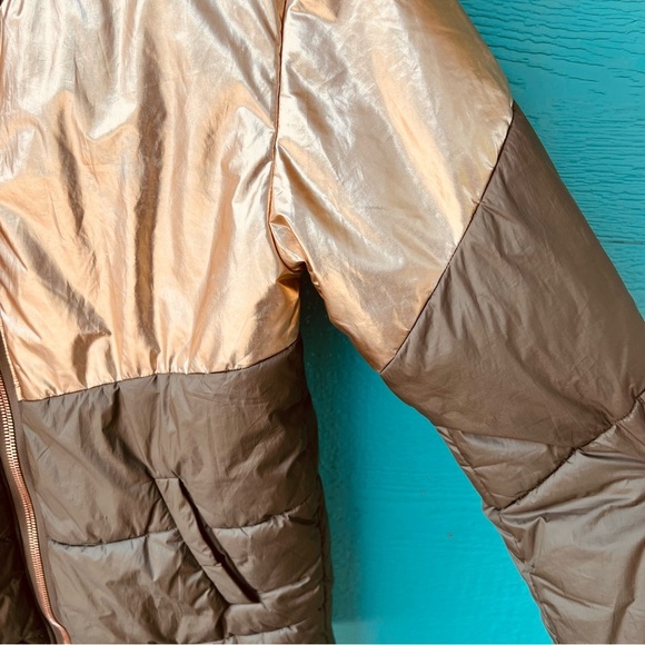 FREE PEOPLE Reversible Puffer Olive Green Metallic Rose Gold OVERSIZED - Picture 7 of 15